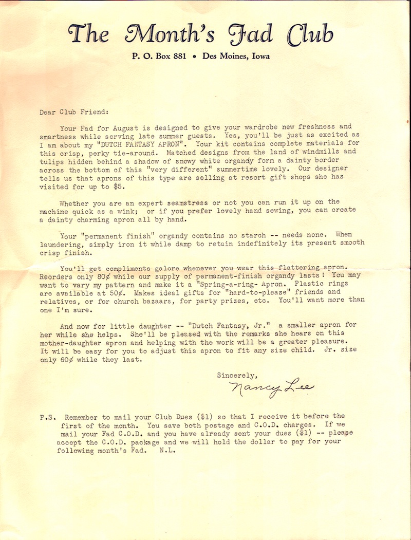 Dutch Fantasy apron letter